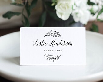 Rustic Wedding Place Card Template, Printable Modern Calligraphy Escort Card, Editable Seating Card, Templett, Instant Download #039-160PC