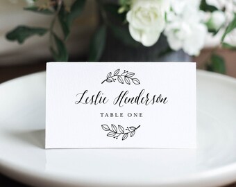Rustic Wedding Place Card Template, Printable Modern Calligraphy Buffet Card, Editable Seating Card, Templett, Instant Download #039-160PC