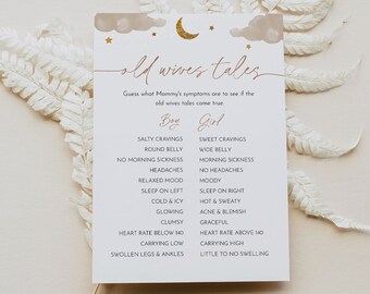 Old Wives Tale Game, Twinkle Little Star Baby Shower Game, Gender Reveal Game, Editable Template, Instant Download, Templett #0036-20BAG