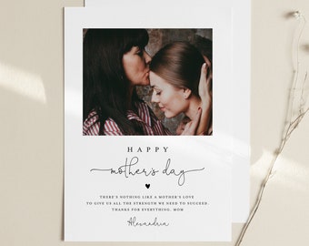 Personalized Photo Mother's Day Card, Custom Insert Your Own Image, 100% Editable, Printable, Instant Download, Templett, 5x7  #101MDC