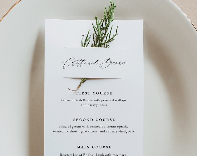Wedding Menu Template, Greenery Wedding Menu Card, Printable DIY Menu, Unique Menu, 100% Editable Text, INSTANT DOWNLOAD, 3.5x8.5 #082-157WM
