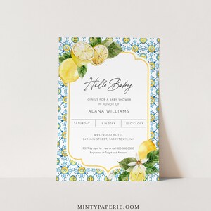 Citrus Baby Shower Invitation, Printable Summer Lemon Baby Shower Invite, Main Squeeze, Editable Template, Instant Download #0027-224BA