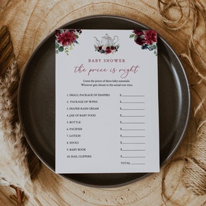 The Price Is Right Baby Shower Game Template, Tea Party Baby Price, Printable, 100% Editable Text, Instant Download, Templett #085B-179BASG