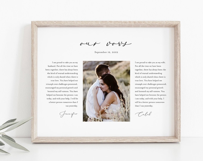 Wedding Vow Keepsake Wall Art, Anniversary Gift, 1st Year Paper, 100% Editable Template, INSTANT DOWNLOAD, 8x10, 11x14, 16x20 #045-233LS