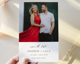 Save the Wedding Date, Minimalist Photo Save the Date Announcement, 100% Editable, Instant Download, Templett, 4x6 #094-102SD