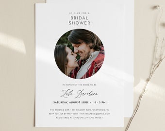Photo Bridal Shower Invitation, Couples Shower Invite, Minimalist Wedding Shower, INSTANT DOWNLOAD, 100% Editable, Printable #094-274BS