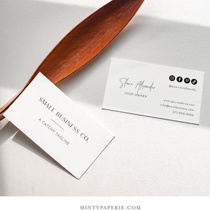 Petite carte de visite minimaliste, modèle de carte de visite de magasin minimal, carte d'appel moderne, texte modifiable à 100 %, instantané, Templett #0026BR-BC