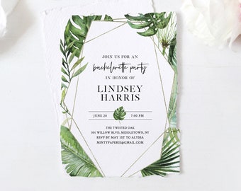 Tropical Bachelorette Party Invitation, Printable Bachelorette Weekend Invite & Itinerary, INSTANT DOWNLOAD, Editable, Templett #083-129BP