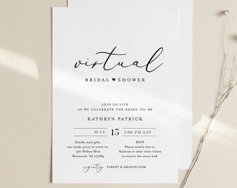 Virtual Bridal Shower Template, Minimalist Bridal Shower Invitation, Social Distance, 100% Editable, Instant Download, Templett #045-272BS