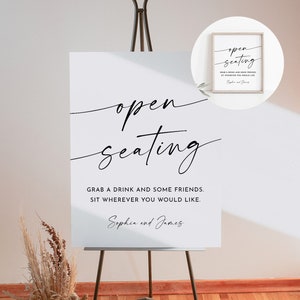 Open Seating Wedding Sign, Printable Sit Anywhere Welcome Sign, Editable Template, Instant Download, Templett, 8x10 and 18x24 #0034W-32S