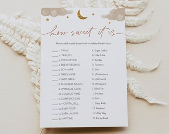 How Sweet It Is Game, Twinkle Little Star Baby Shower Game, Candy Match Game, Editable Template, Instant Download, Templett  #0036-10BAG