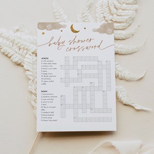 Baby Crossword Puzzle, Twinkle Little Star Baby Shower Game, Crossword Game with Answer Key, Instant Download, Templett, 5x7 #0036-33BAG