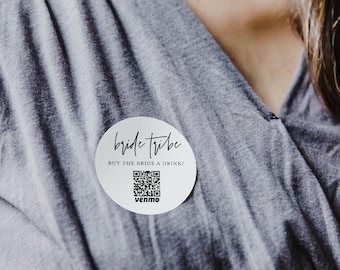 Buy the Bachelorette a Drink, Bride Venmo Button Pin, QR Code, Cash App, Venmo Sticker, Editable, Instant Download, Templett #0009-107BPB