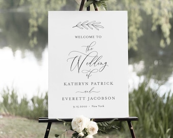 Calligraphy Wedding Welcome Sign, Printable Minimalist Bridal Shower Welcome Sign, Instant Download, Editable Template, Templett #003-185LS