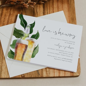 Brew Couples Shower Invitation Template, Love is Brewing, Beer, Printable Bridal Shower Invite, Editable, Instant, Templett #0031-103BS