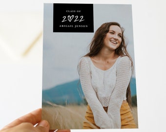 Graduation Announcement Template, Minimal Photo Graduate Postcard, Editable Senior Photography Card, Instant Download, Templett, 5x7 #101GA
