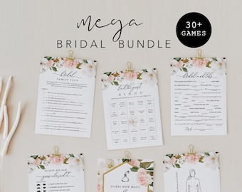 MEGA Bridal Shower Game Bundle, 34 Games, Magnolia Wedding Shower Game Templates, 100% Editable Text, Instant Download, Templett #015BGB