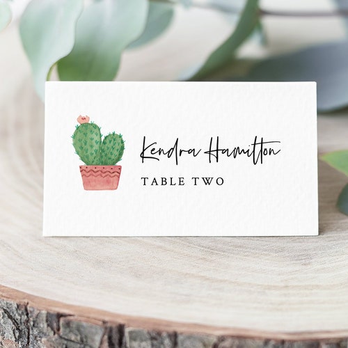 Succulent Name Place Card Template Wedding Name Table Seating - Etsy