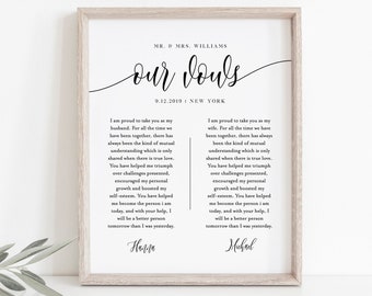 Anniversary Gift, 1st Year Paper, Wedding Vow Keepsake Wall Art, 100% Editable Template, INSTANT DOWNLOAD, 8x10, 11x14, 16x20 #008-143LS