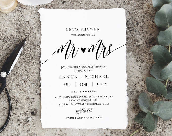 Couples Shower Invitation Template, Printable Wedding Shower Invite, Jack and Jill, Rustic Bridal Shower, 100% Editable, Templett #008-231BS