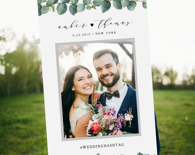 Eucalyptus Photo Prop Frame, Social Media Frame, Wedding, Bridal Shower, Birthday, Editable Template, INSTANT DOWNLOAD, Templett #036-105PP