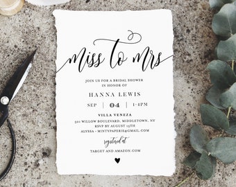 Miss to Mrs Bridal Shower Invitation Template, Printable Wedding Shower Invite, Jack and Jill, Rustic, 100% Editable, Templett #008-232BS