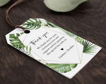 Tropical Favor Tag Template, Wedding Thank You Tag, Bridal Shower Tag, Welcome Bag, INSTANT DOWNLOAD, 100% Editable Text, Templett 083-133FT