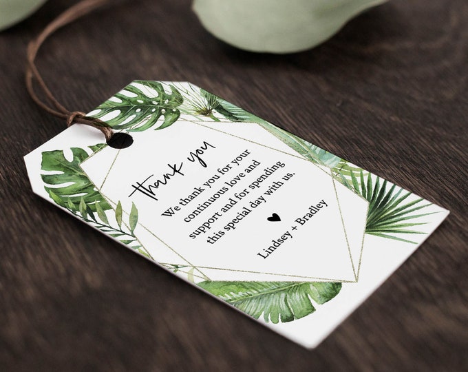 Tropical Favor Tag Template, Wedding Thank You Tag, Bridal Shower Tag, Welcome Bag, INSTANT DOWNLOAD, 100% Editable Text, Templett 083-133FT