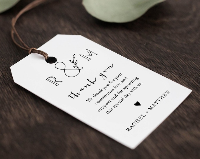 Favor Tag Template, Thank You Tag, Wedding, Bridal / Baby Shower Tag, Welcome Bag, INSTANT DOWNLOAD, 100% Editable Text, Templett #042-129FT