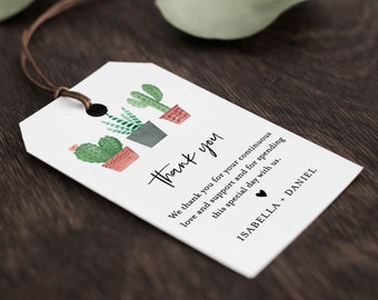 Cactus Favor Tag for Bridal Shower or Wedding, Welcome Bag Tag, Thank You Tag, INSTANT DOWNLOAD, 100% Editable Text, Printable, #086-131FT