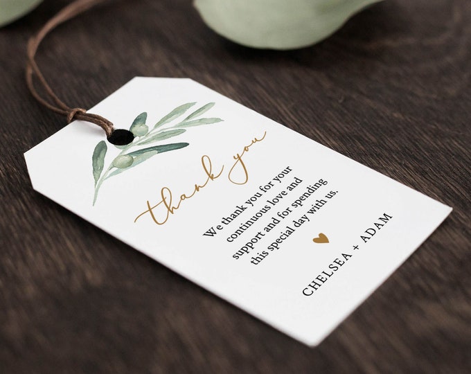 Wedding Favor Tag Template, Thank You Tag, Greenery Bridal Shower Tag, Welcome Bag, INSTANT DOWNLOAD, 100% Editable Text, Templett 081-126FT