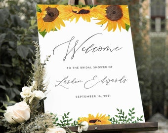 Sunflower Welcome Sign, Fall Bridal Shower Poster, Editable Template, Sunflower Wedding, Instant Download, Printable, Templett #0010-217LS