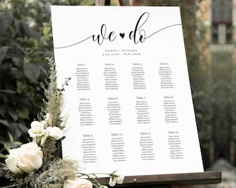 Seating Chart Template, We Do Wedding Seating Sign, Alphabetical & Table Number Order, Minimalist, 100% Editable, INSTANT DOWNLOAD 008-244SC