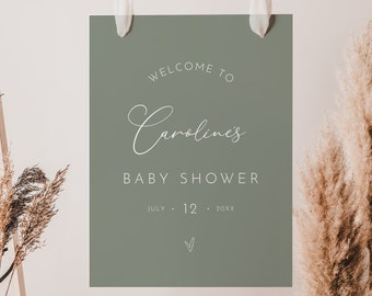 Boho Baby Shower Welcome Sign, Sage Green Baby Poster, Terracotta, Gender Neutral, 100% Editable Template, Instant, Templett #029-288LS