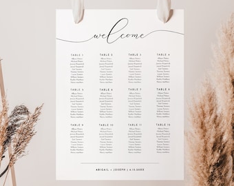 Wedding Seating Chart Sign, Printable Seating Chart Poster, Rustic Seating Plan, Fully Editable Template, Instant Download, #024-211SC