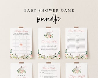 Baby Shower Game Bundle, Fall Pumpkin Baby Shower Templates, 13 Games, Editable Text, Instant Download, Printable, Templett #072B-BBGB