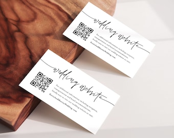 Wedding Website Card, QR Code Wedding Details Insert, Online RSVP, Editable Template, Minimalist, Digital Download, Templett #0009-193EC