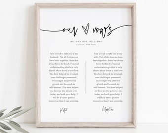 Modern Wedding Vow Keepsake Wall Art, 1st Year Anniversary Gift, Paper, Editable Template, INSTANT DOWNLOAD, 8x10, 11x14, 16x20 #0009-214LS