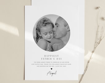 Photo Father's Day Card Template, Custom Insert Your Own Image, 100% Editable, Printable or Digital, Instant Download, Templett #102FDC