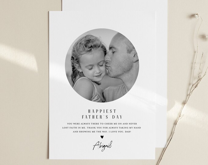 Photo Father's Day Card Template, Custom Insert Your Own Image, 100% Editable, Printable or Digital, Instant Download, Templett #102FDC
