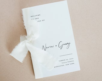 Minimalist Wedding Program Template, Modern Order of Service, Catholic Ceremony, INSTANT DOWNLOAD, 100% Editable, Templett, DIY #096-141WP