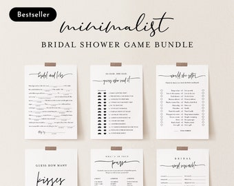 32 Bridal Shower Games, MEGA Bundle, 100% Editable Templates, Printable, Minimalist, Minimal, Simple, Instant Download, Templett #0009BGB