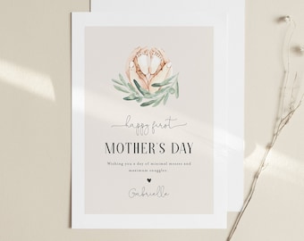 1st Mother's Day Card, New Mom, First Mothers Day Printable, Personalize, Editable Template, Instant Download, Templett, 5x7 #108MDC