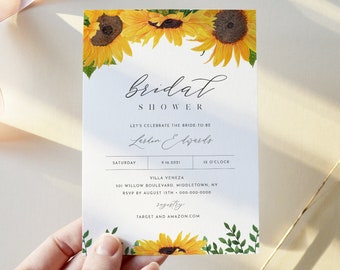 Sunflower Bridal Shower Invitation, Summer Couples Shower Invite, Wedding Shower, INSTANT DOWNLOAD, Editable Text, Printable #0010-276BS