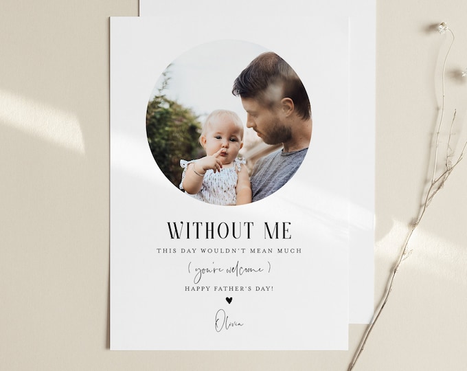 Funny Father's Day Card Template, 100% Editable, Photo Card, Personalize, Print or Send Electronically, Instant Download, Templett #105FDC