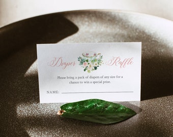 Diaper Raffle Printable, Baby Shower Diaper Raffle Insert and Sign, Tea Party, DIY Editable Template, INSTANT DOWNLOAD #085-185BASG