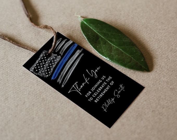 Retirement Tag, Editable Thank You Tag, Law Enforcement, Police, Military, American Flag, Instant Download, Templett #0037-231FT