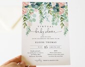 Virtual Baby Shower by Mail Template, Social Distancing Baby Shower Invite, Lush Garden, Editable, Instant Download, Templett #068A-170BA