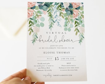 Virtual Bridal Shower Template, Social Distance Bridal Shower Invitation, Lush Garden, Editable, Instant Download, Templett #068A-269BS