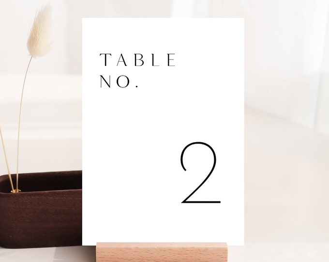 Modern Table Number Card Template, Minimal Simple Clean Wedding Table Number, Editable, INSTANT DOWNLOAD, Templett, 4x6 #0026B-205TC